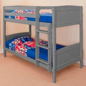 grey panelled headboard bunk bed blue